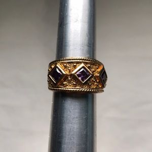 14k Gold plated sterling silver amethyst ring